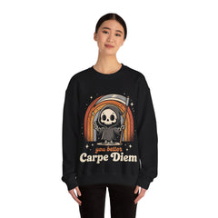 Funny Grim Reaper Carpe Diem Seize The Day Retro Crewneck Sweatshirt