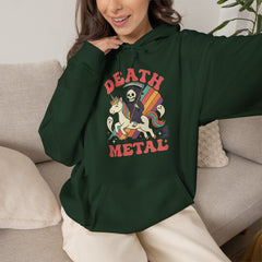 Death Metal Is Immortal Funny Grim Reaper Riding Unicorn Hoodie