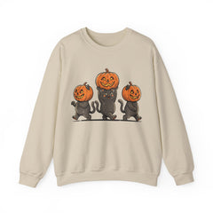 Cute Halloween Black Cats Pumpkin Helmet Crewneck Sweatshirt