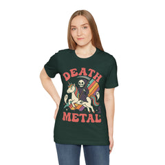 Death Metal Is Immortal Funny Grim Reaper Riding Unicorn T-Shirt