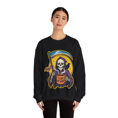 Funny Grim Reaper I Love My Work Coffee Retro Crewneck Sweatshirt