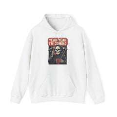 Funny Grim Reaper Yeah Yeah I'm Coming But First Coffee Hoodie