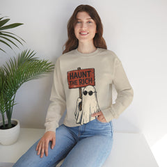 Spooky Protest Ghost Haunt The Rich Sarcastic Crewneck Sweatshirt
