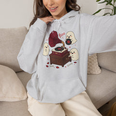 Funny Ghost Record Player Vinyl Gramophone Retro Hoodie