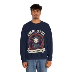 Funny Chibi Grim Reaper Employee Of The Month Retro Crewneck Sweatshirt