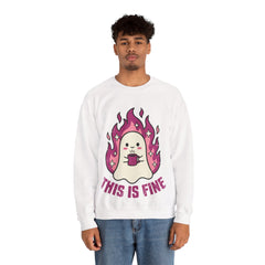 Funny Ghost This Is Fine Coffee Retro Crewneck Sweatshirt