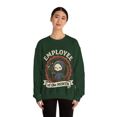 Funny Chibi Grim Reaper Employee Of The Month Retro Crewneck Sweatshirt