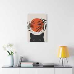 Abstract Boho Cat and Sun Canvas