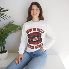 Funny Retro VHS Tape Coffin Born To Watch Horror Movies Crewneck Sweatshirt