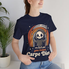 Funny Grim Reaper Carpe Diem Seize The Day Retro T-Shirt