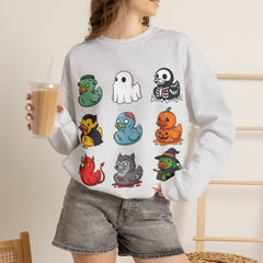 Cute Spooky Rubber Ducky Halloween Mascot Crewneck Sweatshirt