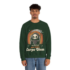 Funny Grim Reaper Carpe Diem Seize The Day Retro Crewneck Sweatshirt