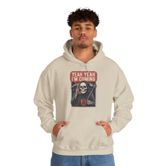 Funny Grim Reaper Yeah Yeah I'm Coming But First Coffee Hoodie