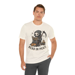 Funny Grim Reaper Read In Peace Book Cat T-Shirt