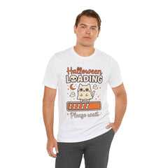 Halloween Loading Please Wait Cute Ghost Cat Purple T-Shirt