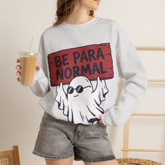 Funny Retro Halloween Ghost Be Para Normal Crewneck Sweatshirt