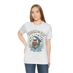 Funny Trick Or Eat Shark Pumpkin Halloween T-Shirt