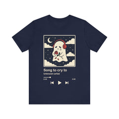 Funny Sad Ghost Song To Cry To Retro Music Player T-Shirt