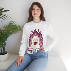 Funny Ghost This Is Fine Coffee Retro Crewneck Sweatshirt