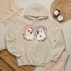 Funny Capyboora and Cow Ghost Retro Halloween Hoodie