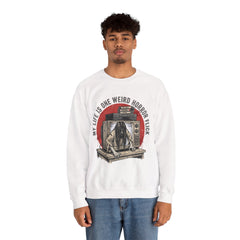 Funny Horror Movie TV Parody My Life Is One Weird Horror Flick Crewneck Sweatshirt