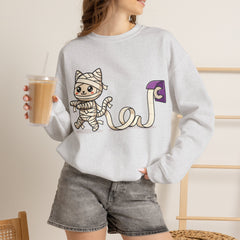 Funny Toilet Paper Mummy Cat Halloween Crewneck Sweatshirt