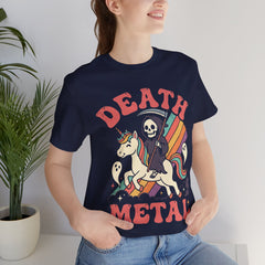 Death Metal Is Immortal Funny Grim Reaper Riding Unicorn T-Shirt