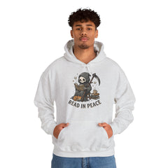 Funny Grim Reaper Read In Peace Book Cat Hoodie
