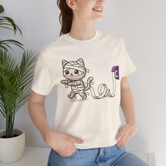 Funny Toilet Paper Mummy Cat Halloween T-Shirt
