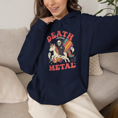 Death Metal Is Immortal Funny Grim Reaper Riding Unicorn Hoodie