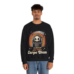 Funny Grim Reaper Carpe Diem Seize The Day Retro Crewneck Sweatshirt