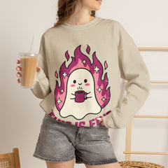 Funny Ghost This Is Fine Coffee Retro Crewneck Sweatshirt
