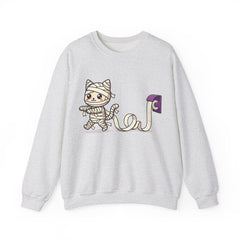 Funny Toilet Paper Mummy Cat Halloween Crewneck Sweatshirt