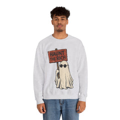 Spooky Protest Ghost Haunt The Rich Sarcastic Crewneck Sweatshirt