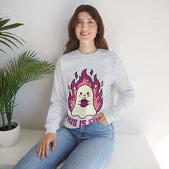 Funny Ghost This Is Fine Coffee Retro Crewneck Sweatshirt