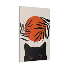 Abstract Boho Cat and Sun Canvas