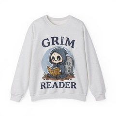 Funny Grim Reader Book Worm Retro Halloween Crewneck Sweatshirt