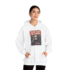 Funny Grim Reaper Yeah Yeah I'm Coming But First Coffee Hoodie