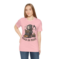 Funny Grim Reaper Read In Peace Book Cat T-Shirt