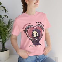 Funny Grim Reaper Today Not Today Daisy Plucking T-Shirt