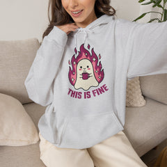 Funny Ghost This Is Fine Coffee Retro Hoodie