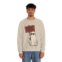 Spooky Protest Ghost Haunt The Rich Sarcastic Crewneck Sweatshirt