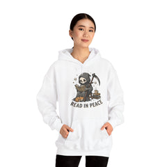 Funny Grim Reaper Read In Peace Book Cat Hoodie