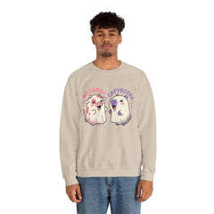 Funny Capyboora and Cow Ghost Retro Halloween Crewneck Sweatshirt