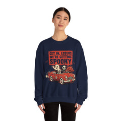 Funny Get In Losers We're Getting Spooky Retro Halloween Crewneck Sweatshirt