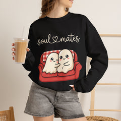 Cute Soul Mates Ghost Red Couch Retro Crewneck Sweatshirt
