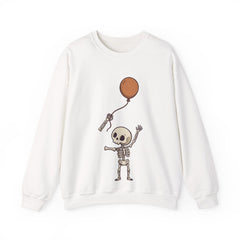 Funny Skeleton Balloon Floating Hand Retro Halloween Crewneck Sweatshirt