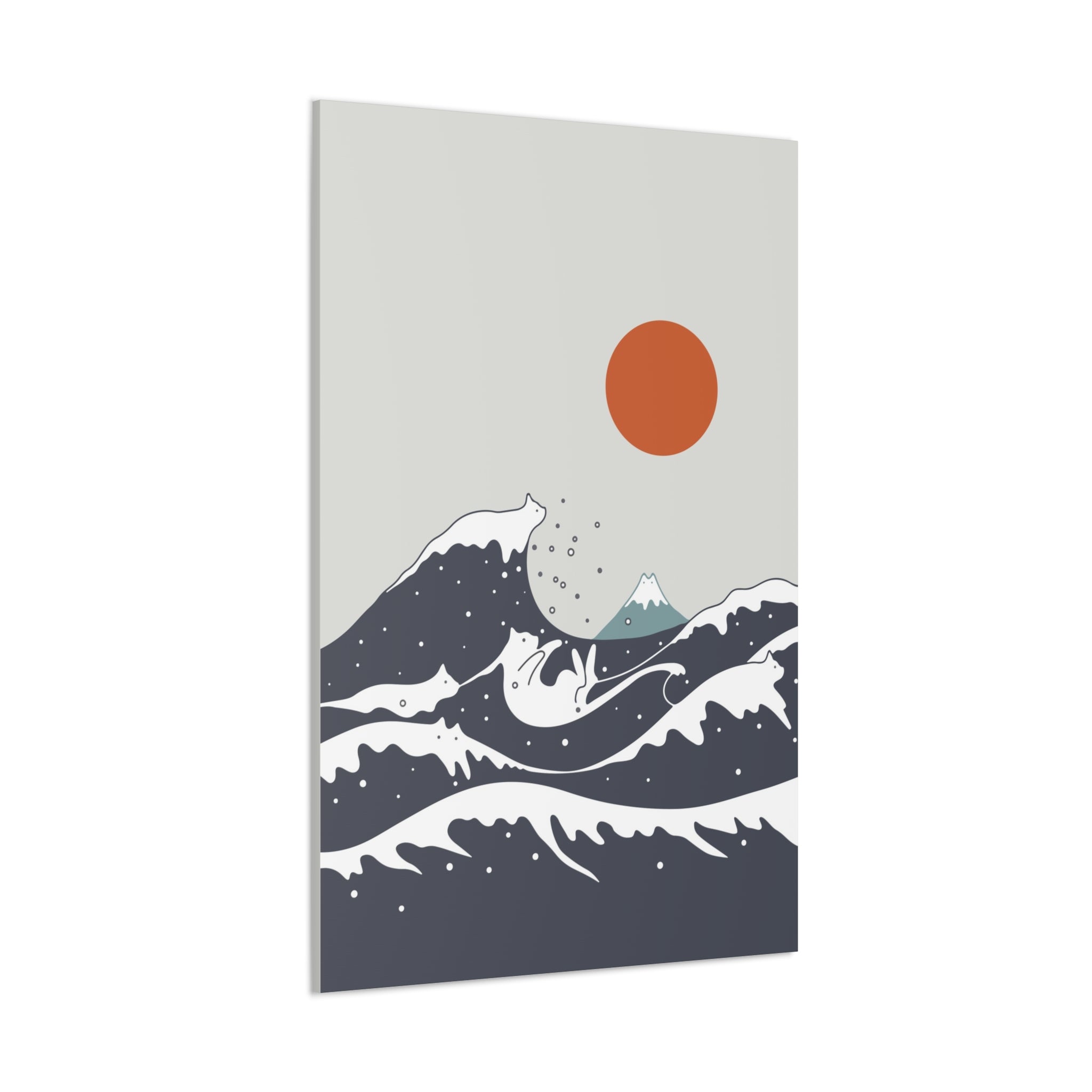 Great Wave of Kanagawa Cats Canvas