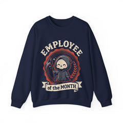 Funny Chibi Grim Reaper Employee Of The Month Retro Crewneck Sweatshirt