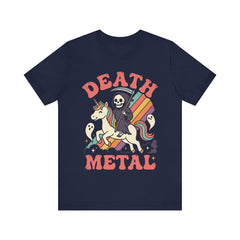 Death Metal Is Immortal Funny Grim Reaper Riding Unicorn T-Shirt